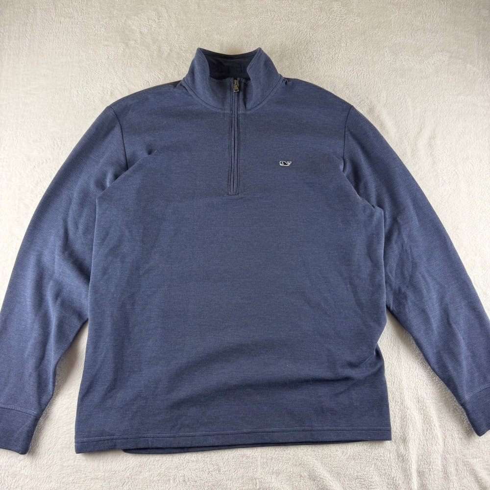Vineyard Vines Saltwater Quarter Zip Pullover Blue Mens Large Preppy